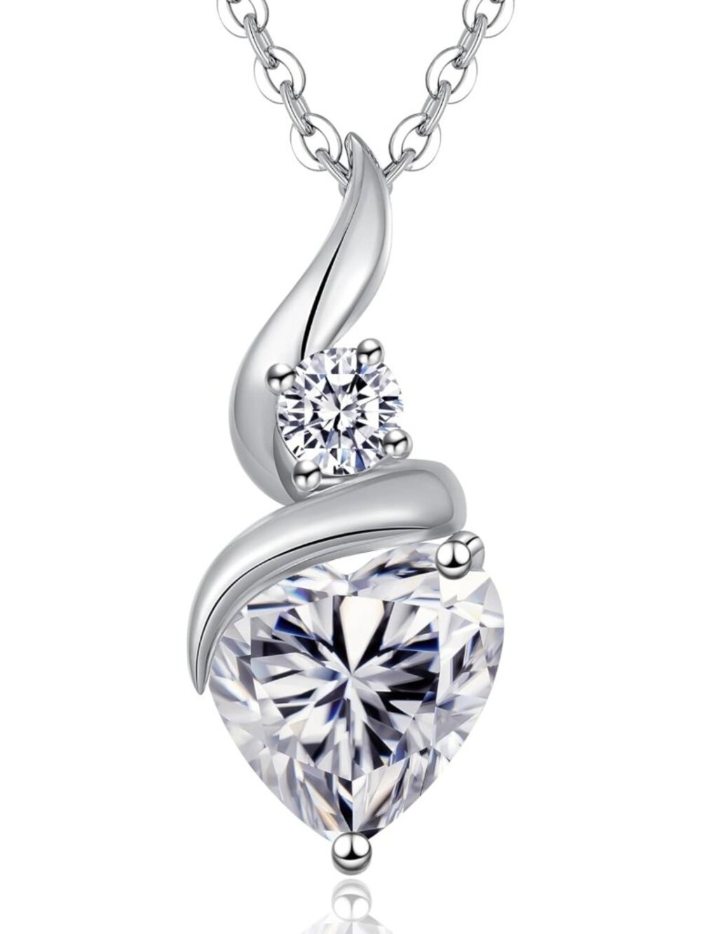 Heart Moissanite Pendant Necklace - Birthstone Jewelry Gift for Women